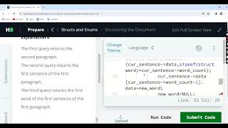 Hackerrank on c with Structuring the Document Part 5