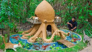 Rescue Cats Build Cat House Octopus and Fish Pond For Crayfish