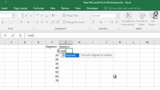 How to convert Degrees to Radians in Excel