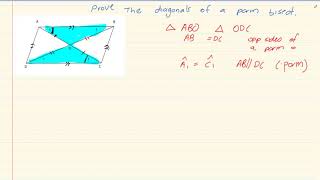Grade 10: Euclidean Geometry : Parallelogram Theorem - Diagonals of a Parm. bisect