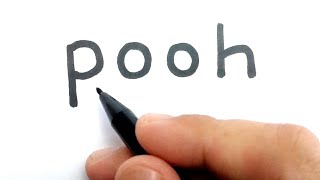 VERY EASY, How to turn words POOH into  winnie the pooh disney cartoon