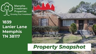 Turnkey Investment Property -  1839 Lanier Lane Memphis