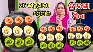 26 ଜାନୁଆରୀ ସ୍ପେସାଲ ତ୍ରୀରଙ୍ଗା ପିଠା//republic day special tiranga pitha//authentic pitha recipe