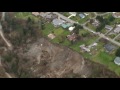 raw aerial view of washington landslide damage