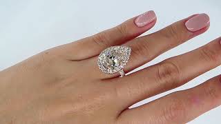 GIA 6.04ct PEAR Shaped Diamond Engagement Wedding Ring