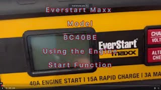 EverStart maxx 15 A Rapid Car Battery Charger - Set Up - Manual - Using the ENGINE Start Function