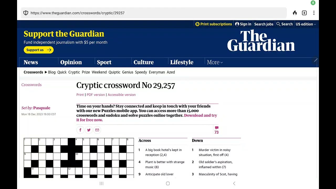 Guardian Cryptic Crossword (Tuesday, 19 December 2023) - YouTube