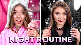 Schwarze vs pinke Abendroutine mit der Schwester! Meine Schwester ist schöner als ich