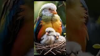 🌧️⚡🐦 Stormy Shelter:Mother Bird Bravely Protects Her Chicks in Rain  #birdsinmotion05 #kids #shorts