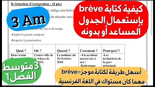 أسهل طريقة لكتابة brève=موجز/مقال مختصر باللغة الفرنسية فصل1 سنة3متوسط مهما كان مستواك في الفرنسية👌