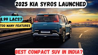 2025 Kia Syros Launch review - Best Sub 4m compact SUV | Interior, Exterior \u0026 Features details