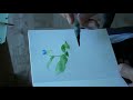 水彩画の花の絵　ツユクサ　 flower watercolor painting