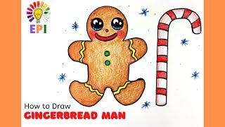 HOW TO DRAW A CUTE GINGERBREAD MAN (CHRISTMAS) - EASY PAINTING IDEA