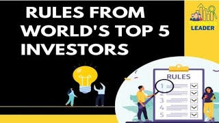 Rules From The World's Top 5 Investors | Anwar Ali Sheikh| Financial Advisor.