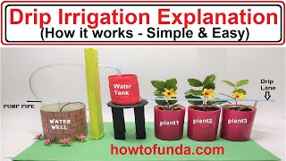 drip irrigation working model explanation in english | simple and easy way | howtofunda