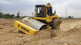 រ៉ឡូជាប់ផុង Road roller stuck in mud \u0026 recovery