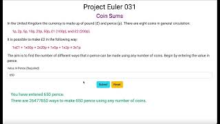 Project Euler 031 - Coin Sums