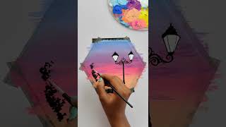 let's paint aesthetic sunset #shorts #art #sunset #tutorial #satisfying #hexagon #love