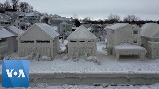 Drone Shows ‘Ice Town’ Left After Major Snowstorm in Ontario | VOA News