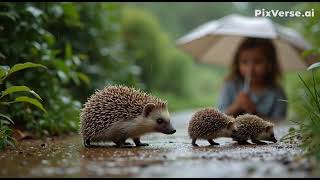 自然の小さな旅人たちが雨の中で輝く