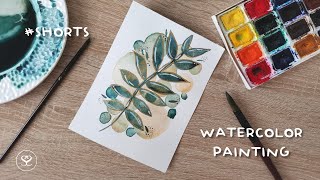 #shorts watercolor green gold painting time lapse