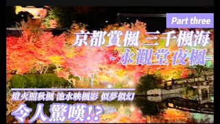 永觀堂夜楓 令人驚嘆 三千楓海 燈火照秋楓 池水映楓影 似夢似幻 京都賞楓 Part Three