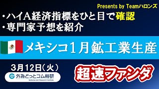 ハイA経済指標をひと目で確認「メキシコ１月鉱工業生産」2024年３月12日発表-超速ファンダ