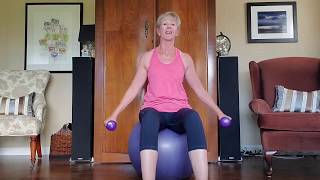 #16 Core - balancing on the stability ball, working on various arm exercises.