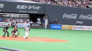 ＜2017.9.14ロッテ戦2回裏＞西川遥輝がレフトへヒットを放つ