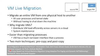 Virtualization and Cloud Computing Lecture 9: VM Live Migration