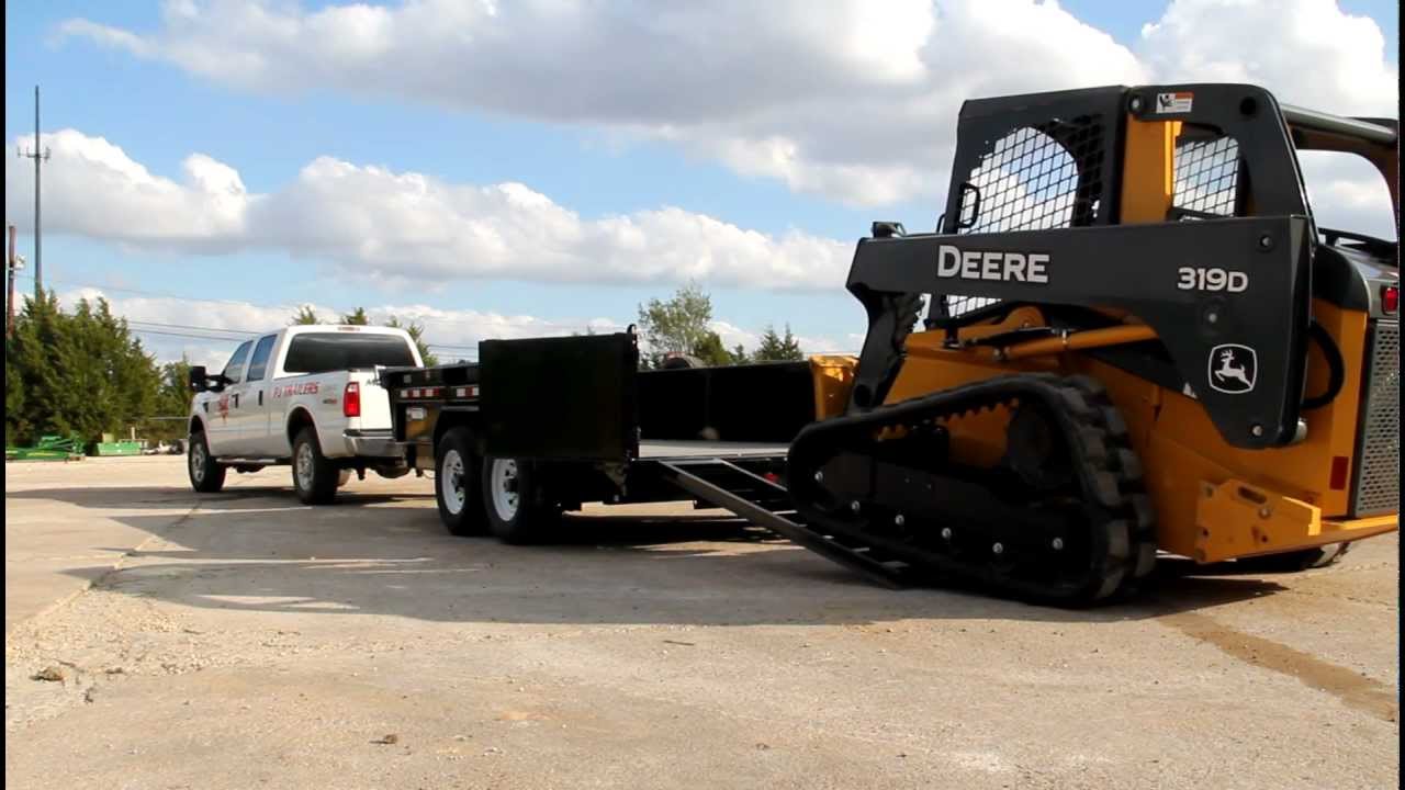 Loading A Skid Steer In A Pj 83 Low Pro Dump Trailer Youtube