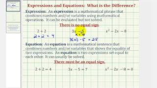 The Difference Between an Expression and an Equation