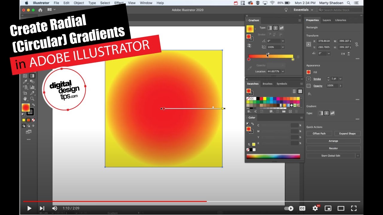 Illustrator Tutorial How To Create A Radial Gradient Create Non Raster