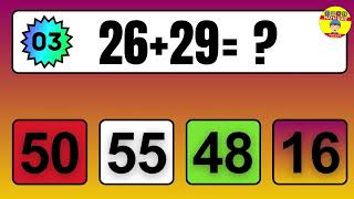 20 Math Quiz for Kids | Two Digit Addition Quiz