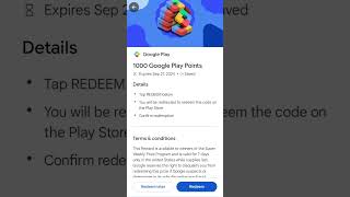 Claiming 1,000 play points in the Google Play Store