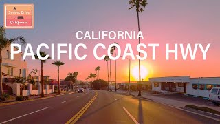 Relaxing Drive on PACIFIC COAST HIGHWAY in Orange County, California at Sunset Time | ASMR | Calming