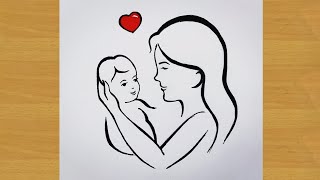 how to draw mother and baby cute beautiful love drawing ||Gali Gali Art ||