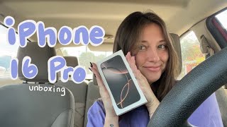 NEW IPHONE 16 PRO // unboxing my iphone 16 pro in the color desert titanium | VLOG