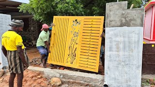 Construction of Main Gate Installation_Technique of Pillar Joined Entrance Gate fixing with Concrete