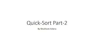 Quick Sort part 2
