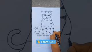 Easy cat drawing / how to draw a cat 🐈🐈🎨🎨 बिल्ली का चित्रण। #shorts #youtubeshorts #drawing
