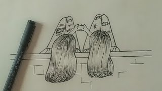 How to Draw Best Friends (bff) Easy | Step by Step