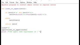 python program to convert small letter to capital letter