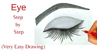 How to Draw Closed Eyes || Eyes Step by Step for Beginners ||  Eye Drawing