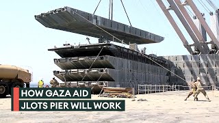 US military's construction of huge floating humanitarian aid pier for Gaza
