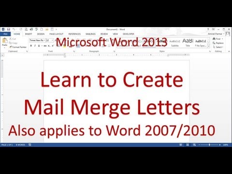 Mail Merge Letter (Word 2013/2016) Mail Merge Letter (Word 2013/2016)