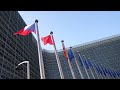 Flags of Albania and North Macedonia in Brussels mark official launch of EU membership talks