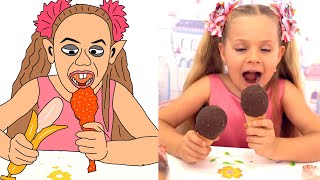 Diana tastes different lce Cream Drawing Meme | Diana and Roma drawing funny memes