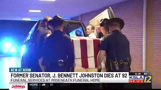Former Senator J. Bennett Johnston's body arrives for funeral services