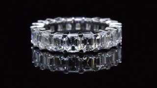 Platinum Emerald Cut Shared Prong Eternity Ring by King of Jewelry 22014